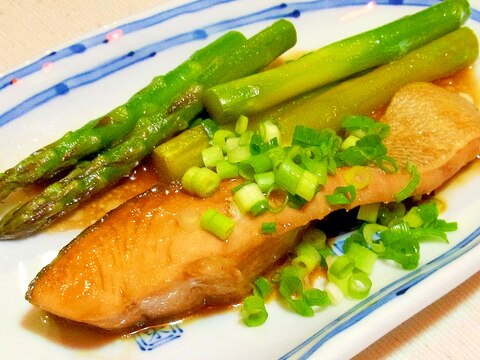 鮭とアスパラのポン酢焼き